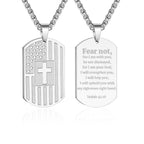DuoDiner Graduation Gifts-American Dog Tag Necklace Bible Verse Pendant, First Communion Baptism Confirmation Religious Graduation Gifts for Him Boys Men Kids Teens Dad
