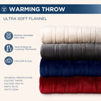 Manta eléctrica Westinghouse tamaño Queen, franela súper suave y acogedora 84" x 90" manta calefactable con 10 niveles de calentamiento rápido y apagado automático de 1-12 horas, lavable a máquina, certificación ETL y FCC, beige