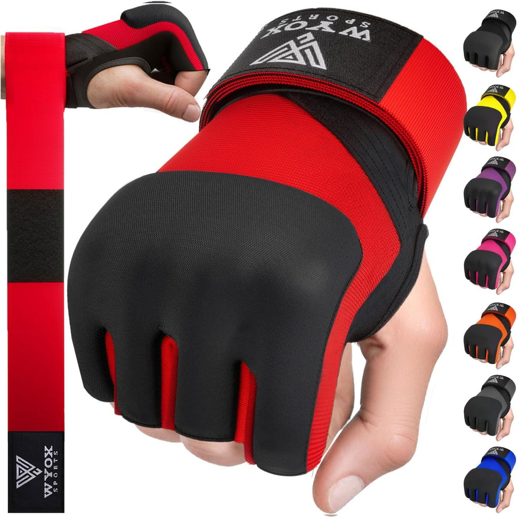 WYOX Gel Boxing Hand Wraps Inner Gloves for Men & Women, 80cm Quick Wrist Straps, Padded Knuckle Protection for Muay Thai Kickboxing, Hand Wraps for Boxing & Martial Arts