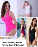 Holipick Sort Kvinder Mavekontrol Énstyks Badedragt - Push Up Badedragt Fuld Dækning Slankende Badetøj L