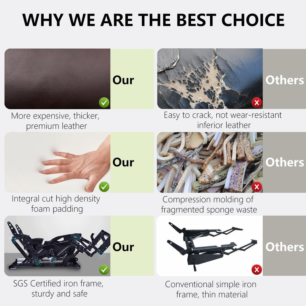 61" RV Loveseat Recliner Sofa, Home Theater Seating with 3 Arms and 2 Pillows, Wall Hugger Recliners & 138° Reclining Couch (Brown PU Leather Furniture)