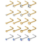 Ruifan 20G 1.5mm 2mm 2.5mm 3mm 3.5mm 4mm Opal Clear Diamond CZ Nose L Shaped Studs Rings Piercing Jewelry 4-20PCS