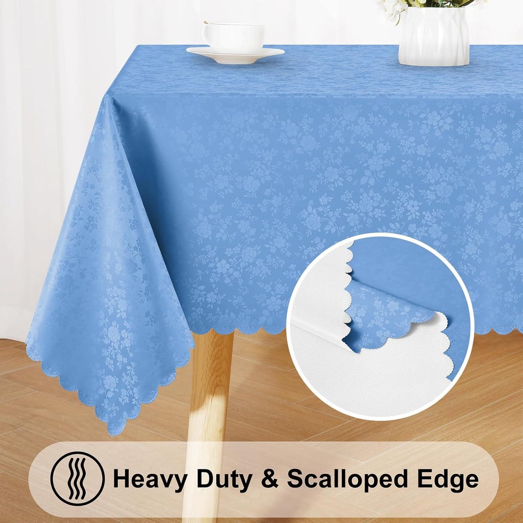 Smiry Square Table Cloth, Waterproof Heavy Duty Vinyl Tablecloths, Wipeable Washable Table Cover for Kitchen and Dining Room (Baby Blue, 54" X 54")