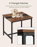 Square Kitchen Dining Table, 29.5'' Dining Table, Small Dining Tables, Writing Desk, Coffee Tables, for Restaurant, Living Room, Apartment, Rustic Brown and Black TCZ02BF