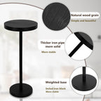 Pedestal Side Table, Small Drink Table for Small Space Living Room, Dorm, Home Office and Bedroom, Black