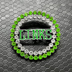Exquisite green rhinestone inlaid round LINKS letter metal brooch the links incorporated society jewelry pin