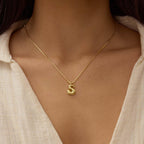 Thaivor Bubble Letter Necklace Gold Initial Necklaces for Women Trendy 14K Gold Plated Dainty Charm Pendant Name Necklace Personalized Gold Jewelry Gift for Women