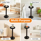 Wood Round Side Table, Small End Table, Plant Stand, Coffee ＆ Drink Table for Living Room,Patio, Bedside, Balcony, Indoor/Outdoor Use (Black)