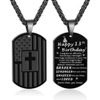 DuoDiner Graduation Gifts-American Dog Tag Necklace Bible Verse Pendant, First Communion Baptism Confirmation Religious Graduation Gifts for Him Boys Men Kids Teens Dad
