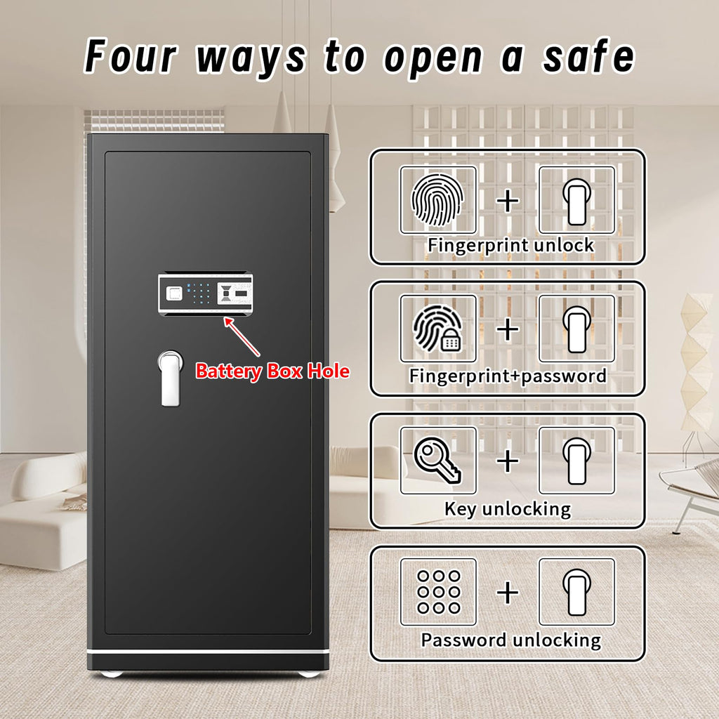 [2025 New Wifi Smart Safe]FABAO 17.5 Cu.Ft.Extra Large Home Safe,Heavy Duty Digital Security Safe with Built-In Drawer and Removable Shelves,Waterproof and Fireproof Safe for Home Hotel Office