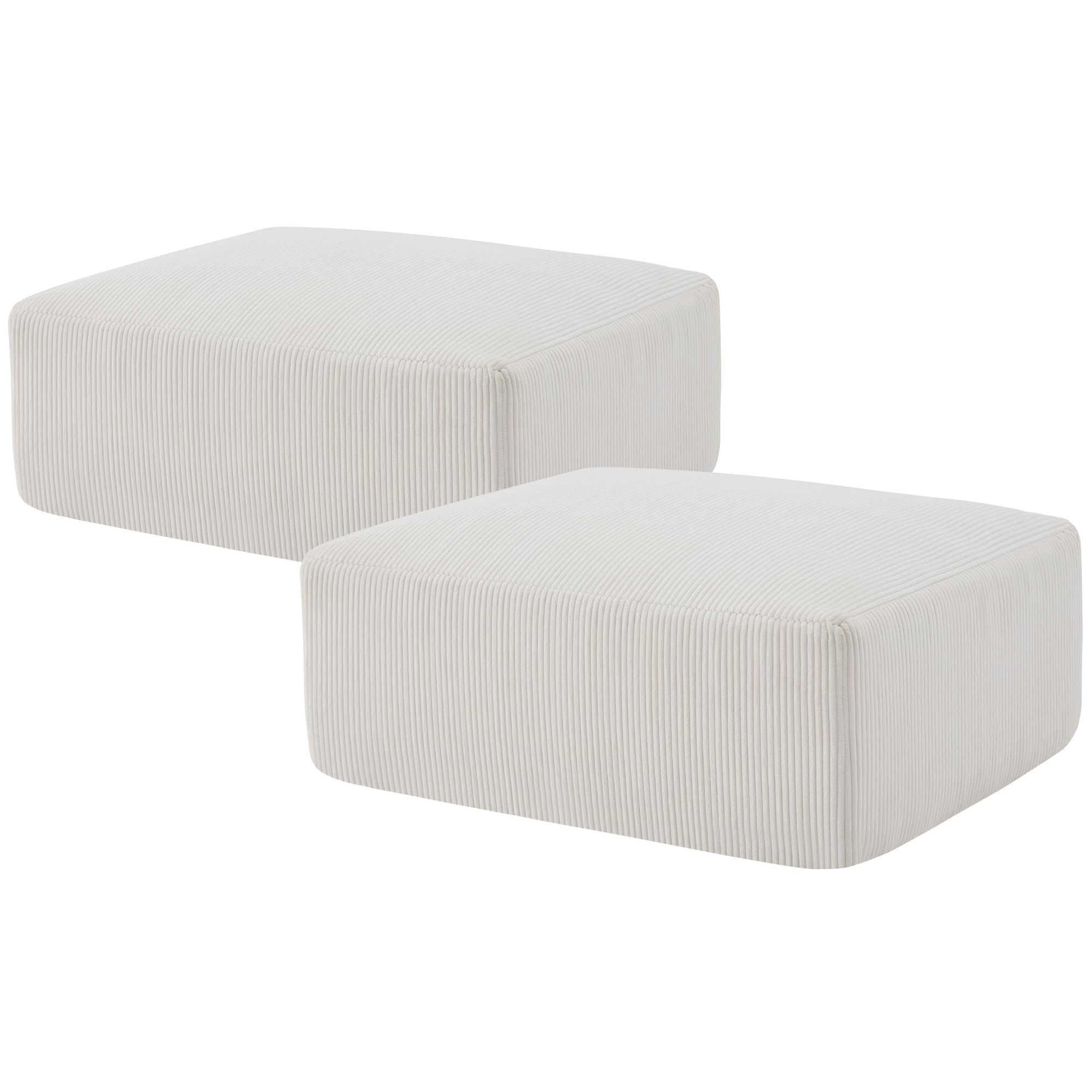 Sectional Cloud Boneless Sofa Couches for Living Room-113'' Beige 3 Seater U-Shaped Modern Lounge Couch-No Assembly Modular Corduroy Convertible Sponge Sleeper Sofas with Chaise for Home House