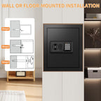 2,5 Kubik großer feuerfester Safe für den Heimgebrauch, digitaler Heimtresor feuerfest und wasserdicht mit elektronischem Tastenfeld und Ersatzschlüsseln, diebstahlsicherer Feuersafe für Geld, Dokumente, Medikamente und Wertgegenstände