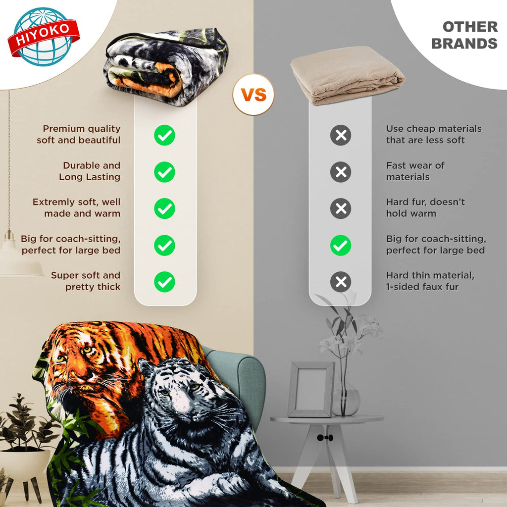 Mexican Blanket Thick Heavy Animal - Mexican Tiger Blanket Heavy Mexican Animal Blanket - Thick Mexican Blanket for Winter, Mink Blanket Mexican Blanket Tiger - Korean Mink Blanket Queen Cobija