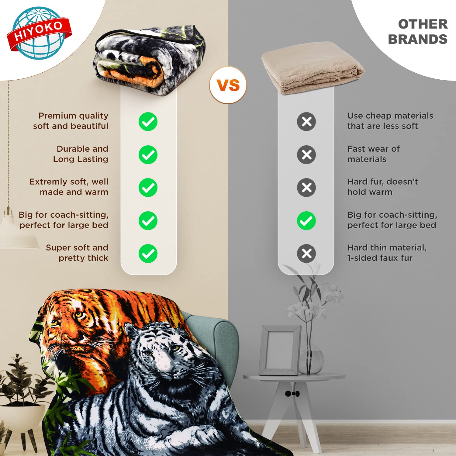 Mexican Blanket Thick Heavy Animal - Mexican Tiger Blanket Heavy Mexican Animal Blanket - Thick Mexican Blanket for Winter, Mink Blanket Mexican Blanket Tiger - Korean Mink Blanket Queen Cobija