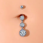OUFER 3PCS Belly Button Rings, Clear CZ 316L Surgical Steel 14G Belly Rings Dangle Navel Rings Belly Rings Belly Piercing Jewelry
