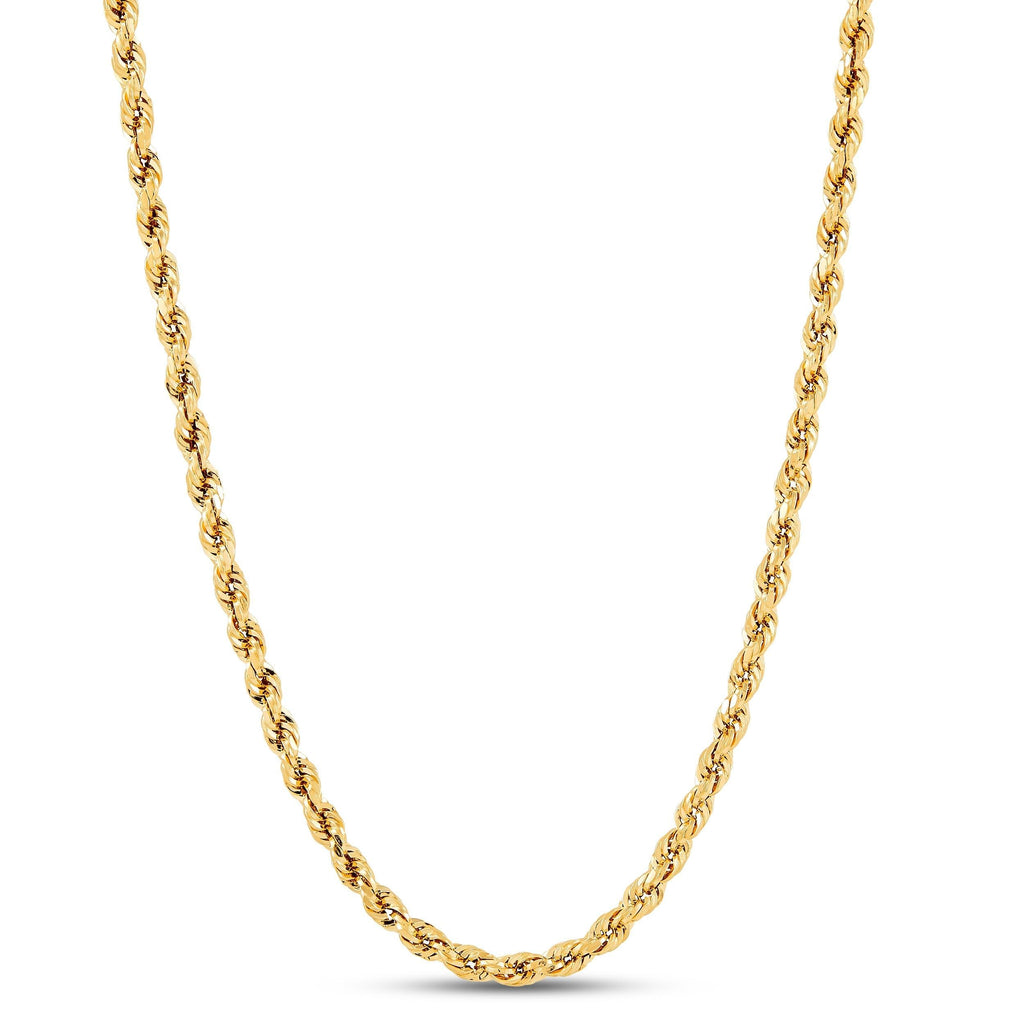 SHOP WGS italiensk 14K solid guldkæde i reb til mænd og kvinder med diamantcut og lås med hummerklo italiensk 14K ægte guldsmykker gaver (18 tommer, 2MM)