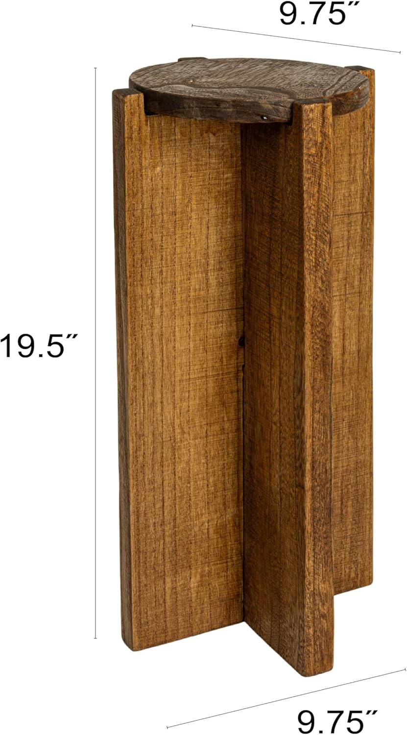 Creative Co-Op Paulownia Wood Round Accent Table, Brown