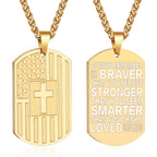 DuoDiner Graduation Gifts-American Dog Tag Necklace Bible Verse Pendant, First Communion Baptism Confirmation Religious Graduation Gifts for Him Boys Men Kids Teens Dad