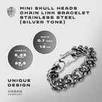 Urban Jewelry Skull Head Gothic Biker Bracelet for Men 316L Stainless Steel Mens Link Bracelet
