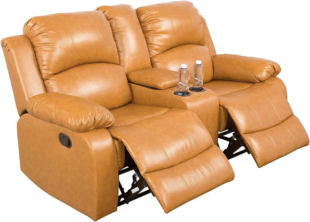 Bonded Leather Living Room Furniture Set Reclining Sofa Set Loveseat Furniture Sets in Living Room Sofa Recliners (3 Pieces, Brown)