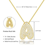 KissYan Bubble Letter Necklace, 14K Gold Plated Balloon Initial Pendant Box Chain Necklace Dainty Pave CZ Jewelry Gift for Women(Gold A)