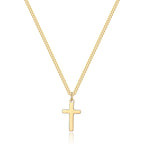 Joxevyia Cross Necklace for 14K Gold Filled Stainless Steel Small Cross Pendant with Cuban Chain Necklace Simple Faith Jewelry Christmas Gift for Men Women 16-24 Inches