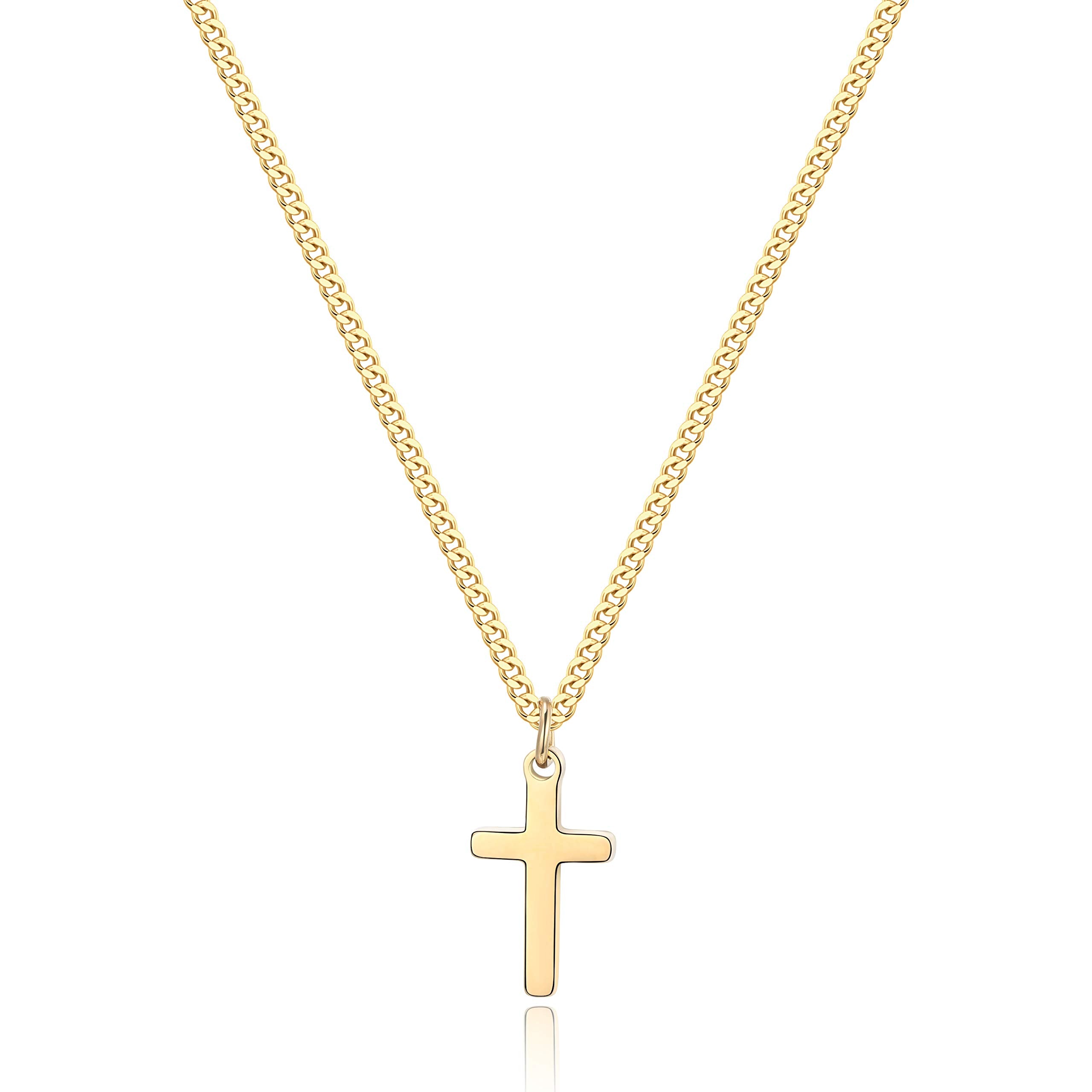 Joxevyia Cross Necklace for 14K Gold Filled Stainless Steel Small Cross Pendant with Cuban Chain Necklace Simple Faith Jewelry Christmas Gift for Men Women 16-24 Inches