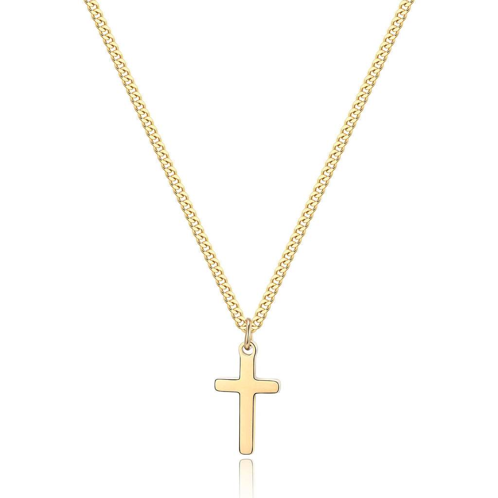 Joxevyia Cross Necklace for 14K Gold Filled Stainless Steel Small Cross Pendant with Cuban Chain Necklace Simple Faith Jewelry Christmas Gift for Men Women 16-24 Inches