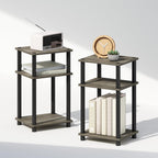 Furinno Just 3-Tier Turn-N-Tube Nightstand, 2-Pack, Columbia Walnut/Black