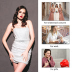 Women Skinny Metal Waist Belt Elastic Metal Chain Waist Belt Fashion Rhinestone Dress Belts for Dress, Sliver