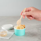 Restaurantware Coppetta 3-Unzen-Dessertbecher, 50 Einweg-Eisbecher - Deckel separat erhältlich, stabile, türkisfarbene Papier-FroYo-Schalen, gestreift, für heiße und kalte Speisen, perfekt für Gelato