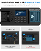 Cassaforte ignifuga da 3,0 Cuft per la casa, cassaforte ignifuga e impermeabile, cassaforte digitale per documenti con tastiera programmabile LCD, chiavi di riserva, avviso intelligente, grandi casseforti a combinazione per denaro, gioielli e contanti