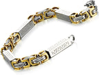 Urban Jewelry Impressive Men's Stainless Steel Bracelet Byzantine Chain, Gold Silver, 9 Inch