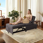 Cynefin Futon Chair with Lumbar Pillow and 3 Side Pockets, Sofa Bed Chair, Convertible 4 in 1 Ottoman Bed Tufted Fabric Gray (M, Gray)