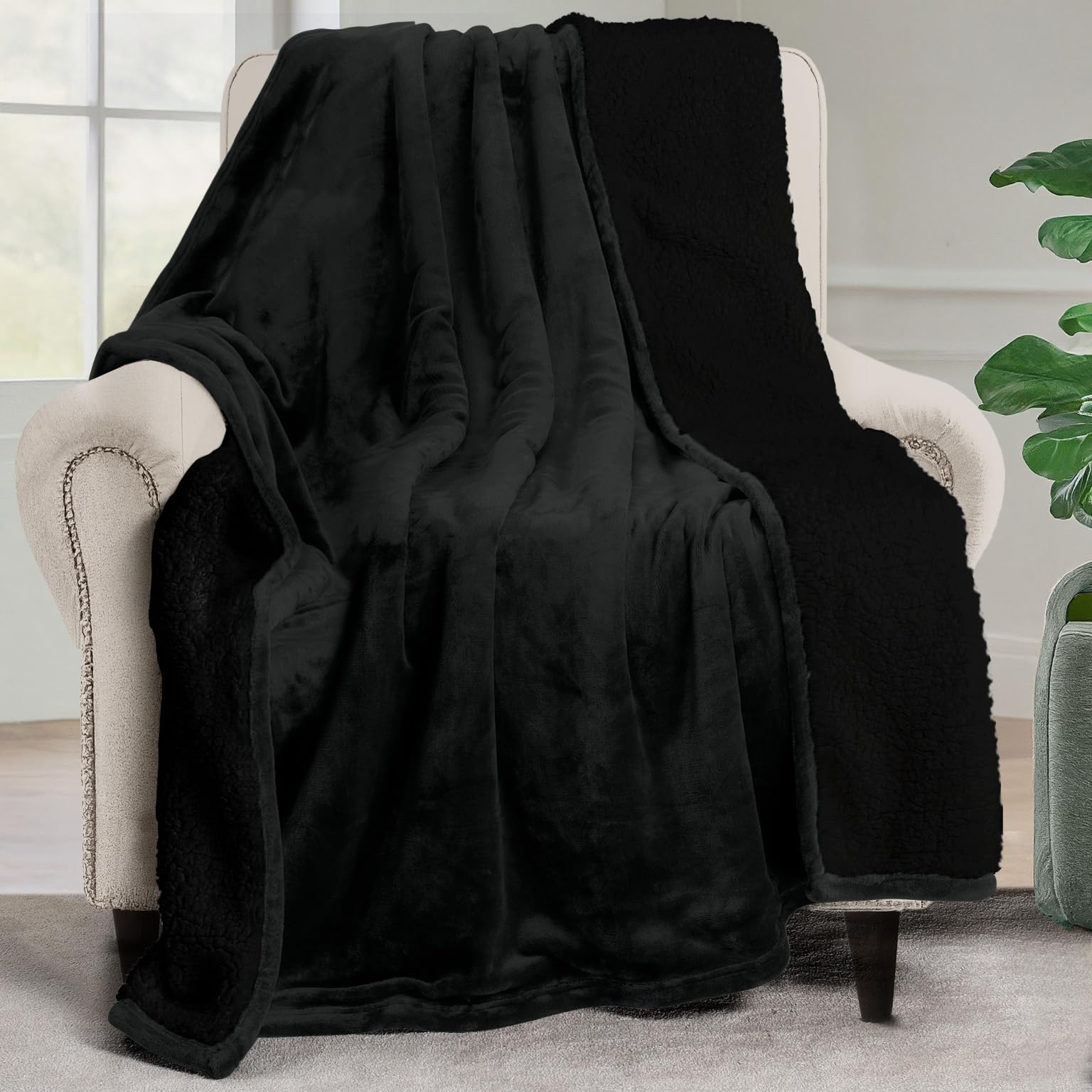 Utopia Bedding Sherpa Blanket Queen Size (Plum, 90x90 Inches) - Soft Lightweight Plush Fleece Reversible Blanket for Bed, Sofa, Couch, Camping and Travel