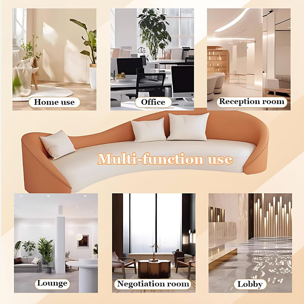 Couch Sets - Modern Curved Sectional Sofa Set with Chair, Stylish Sectional Couches with Coffee Table for Living Room, Office, Lounge, and Reception Areas (Orange Sofa-2 Sofa Chair, 78IN)