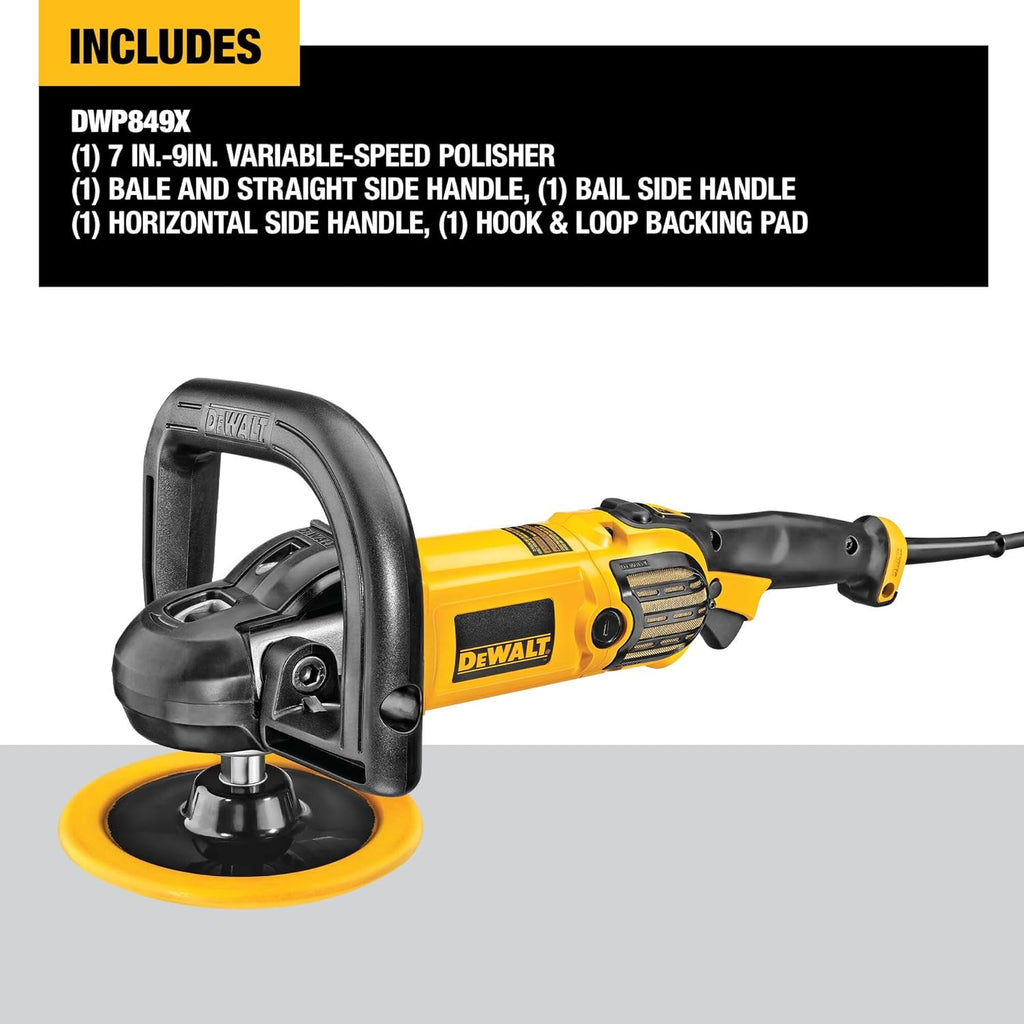 DEWALT Buffer Polisher, 7-in-9-in, 12 amp, Variable Speed Dial 0-3,500 RPM’s, Corded (DWP849X)