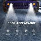 HMFULE Twin racerbilseng, trærammeseng med hjul, LED-lys og lamelsupport til børn, småbørn, teenagere, drenge, ingen boxmadras nødvendig, blå