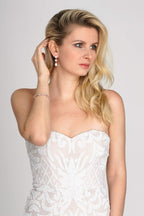 Mariell Rose Gold Zirconia Crystal Wedding Bracelet Earrings Set for Women, Jewelry for Bride, Bridesmaid