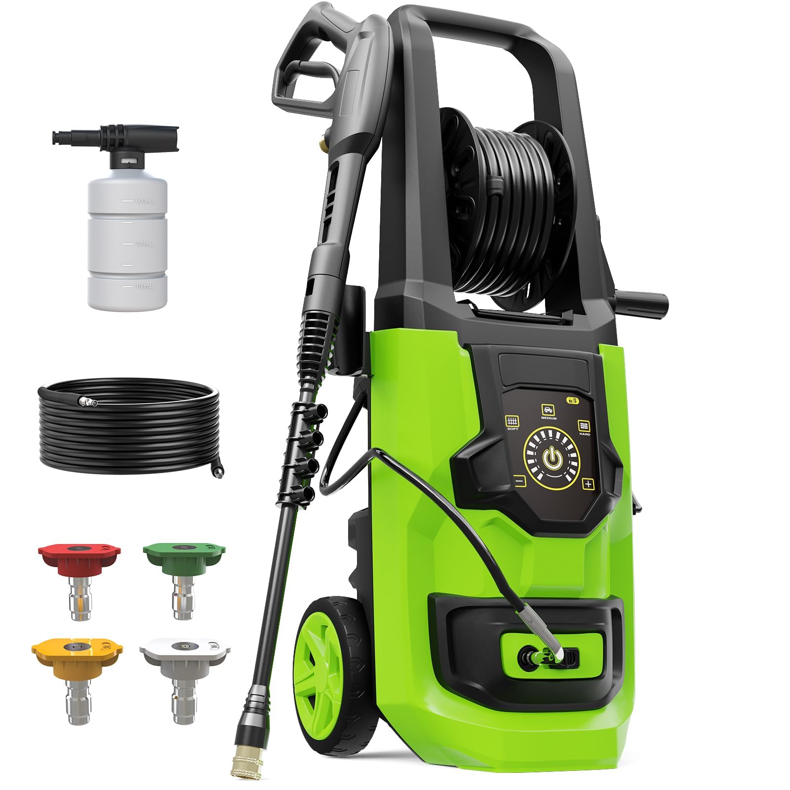 Pressure Washer, 5000PSI Max 3.2GPM Power Washer Adjustable Touch Screen with 35FT Power Cord, 20FT Hose, 4 Nozzles for Driveways Furniture or Cars, Blue