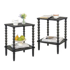 Side Table, Small End Table with Storage Shelf, 2-Tier Small Coffee Tables Living Room for Bedroom, Narrow Spaces (Rustic Brown)