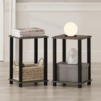 Furinno Just 3-Tier Turn-N-Tube Nightstand, 2-Pack, Columbia Walnut/Black
