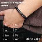 Btysun Valentiens Day Gifts for Him, Inspirational Gifts for Men Morse Code Bracelets Leather Bracelet Birthday Dad Encouragement Secret Message Jewelry