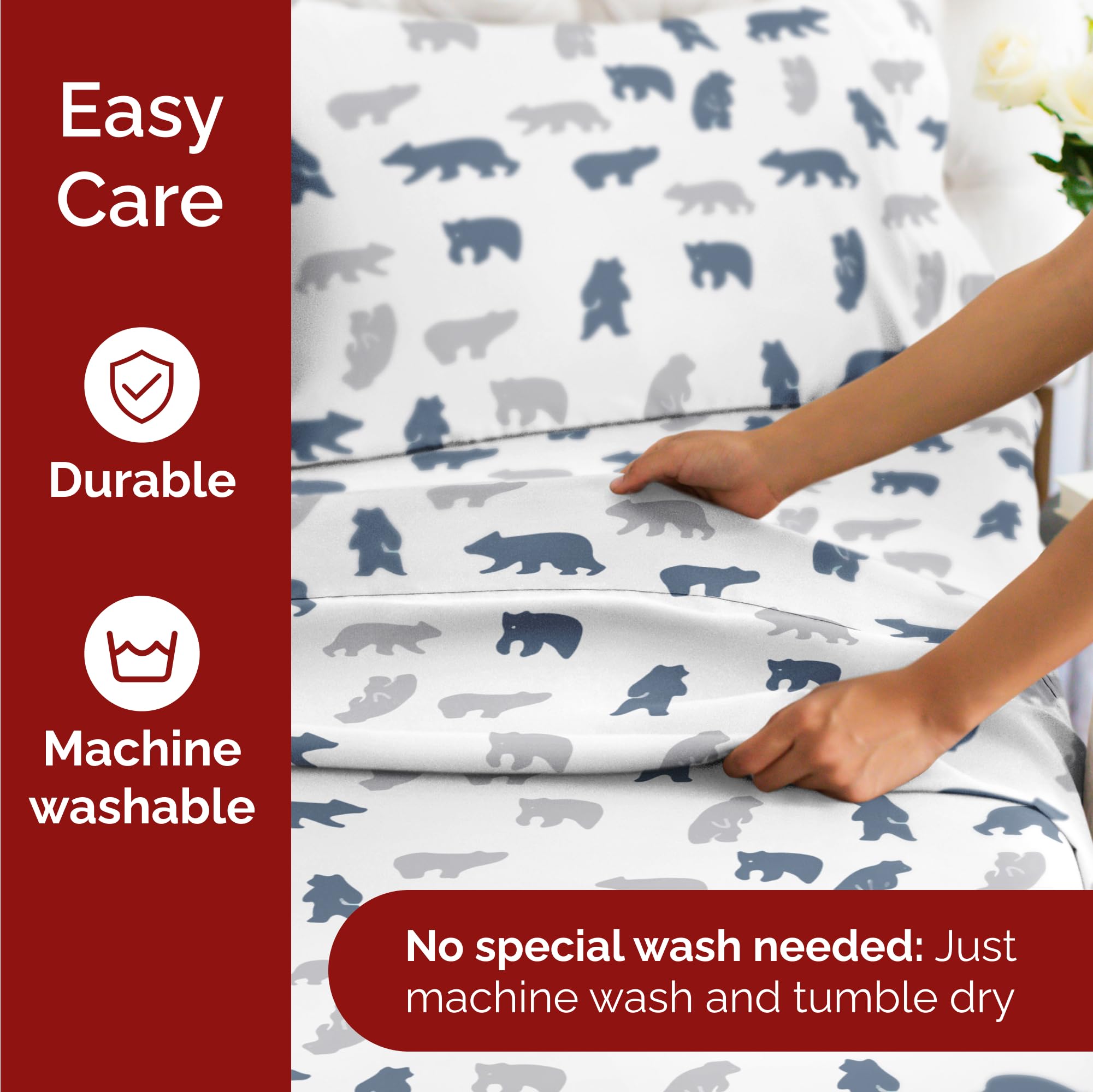 Komplet pościeli King Christmas Tree - Świąteczny wzór Xmas na lnie - Głębokie kieszenie - Dopasowany krój - 4 części - Bez zagnieceń - Wygodna i chłodząca świąteczna pościel zimowa - Łatwa w pielęgnacji - Przyjazna dzieciom