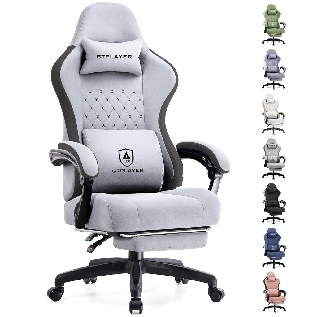 GTPLAYER Gaming Chair, Computer Office Chair with Pocket Spring Cushion, Linkage Armrests and Footrest, High Back Ergonomic Computer Chair with Lumbar Support Task Chair with Footrest(Black)