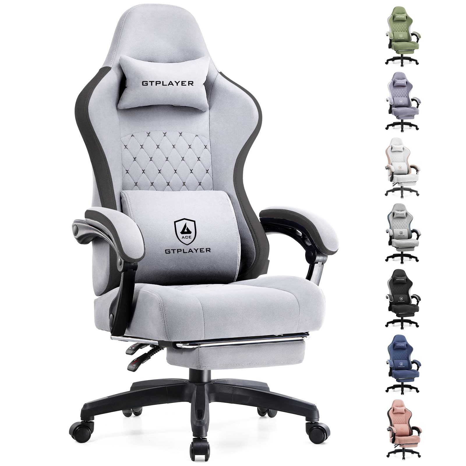 GTPLAYER Gaming Chair, Computer Office Chair with Pocket Spring Cushion, Linkage Armrests and Footrest, High Back Ergonomic Computer Chair with Lumbar Support Task Chair with Footrest(Black)