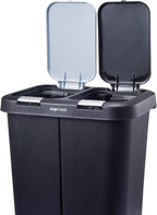 Step N' Sort 11 Gallon, Dual Trash and Recycling Bin with Slow Close Lid,Black,40 Liter,SNS402-B