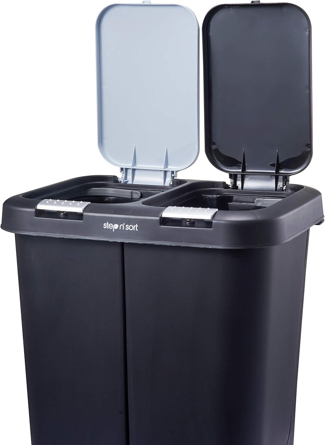 Step N' Sort 11 Gallon, Dual Trash and Recycling Bin with Slow Close Lid,Black,40 Liter,SNS402-B