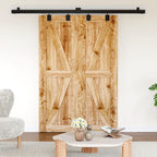 SMARTSMITH 8FT Box Rail Hardware Heavy Duty Steel Sliding Barn Door Track, Wall Mount Kit, Fit Indoor and Exterior Door, Smoothly and Quietly Easy to Install Double Door