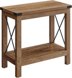 VASAGLE 2-Tier End Table, Side Table with Bottom Shelf, Nightstand for Small Spaces, for Living Room, Bedroom, Farmhouse Style, Honey Brown ULET235K41